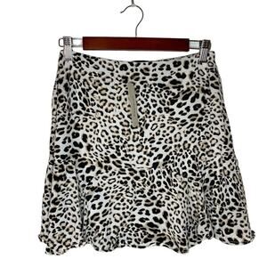 Francesca’s Trixxi Ruffle Leopard Print Mini Skirt Elastic Waist NWT Size Small